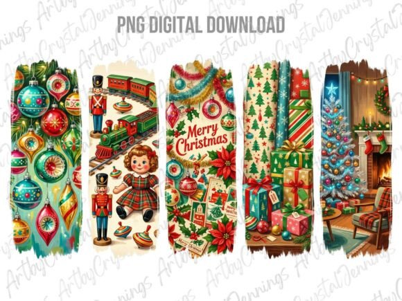 Download Retro Christmas Holiday Brushstroke PNG - Retro christmas Collection