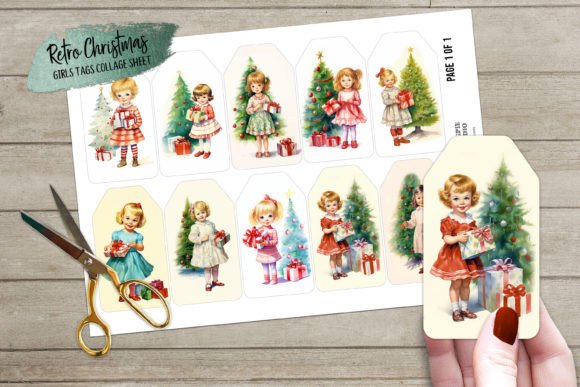 Download Retro Christmas Girls Gift Journal Tags - Retro christmas Collection