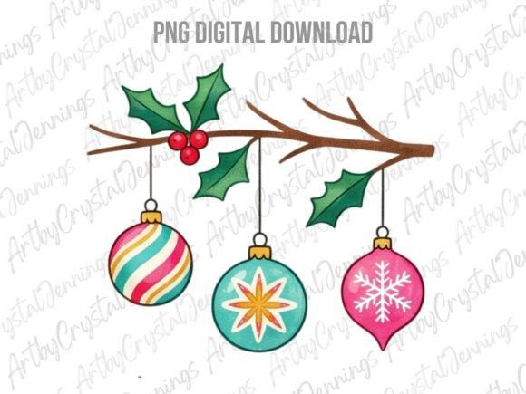 Download Retro Christmas Ornaments PNG - Retro christmas Collection