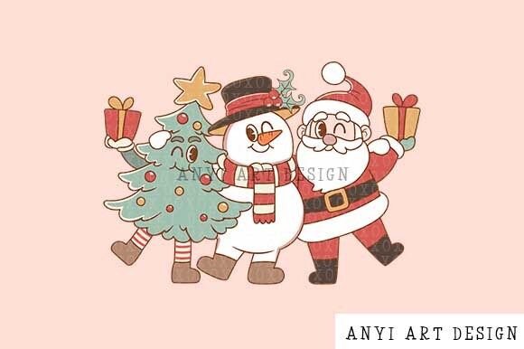 Download Retro Christmas Friends PNG - Retro christmas Collection