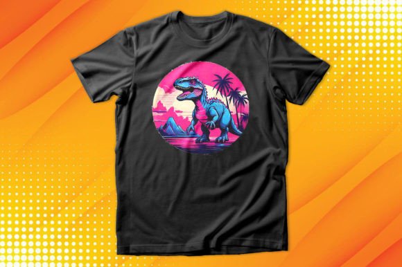 Download Retrowave Dinosaur Art T-shirt - Retrowave Collection