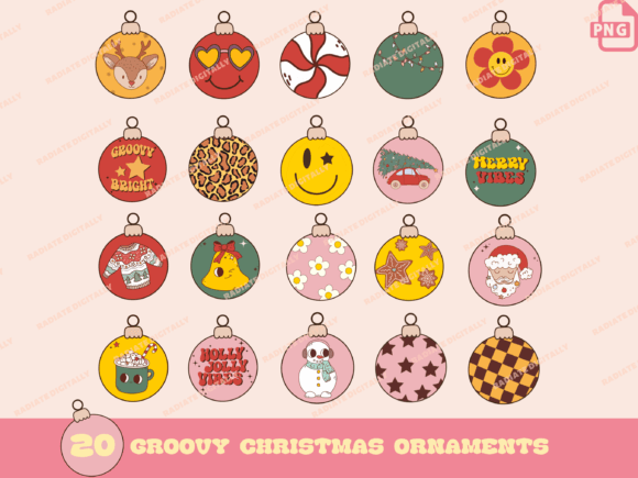 Download 20 Groovy Retro Christmas Ornaments - Retro christmas Collection